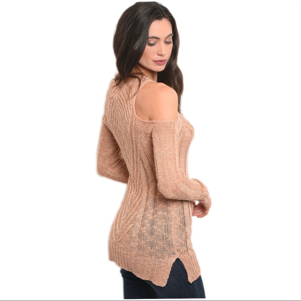 Open Shoulder Loose Knit Sweater Top